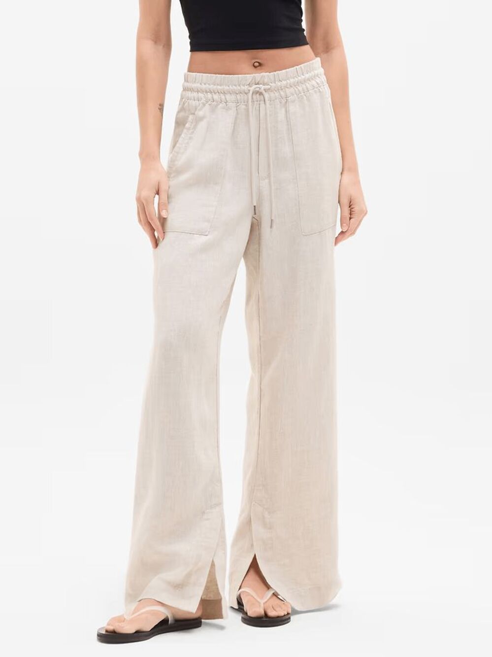 NWT Athleta Reatreat Linen Wide Leg Pant Undyed 2XS
